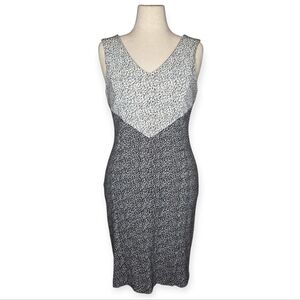 White House Black Market Black White Colorblock Sheath Dress Size 8